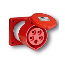 16A-4P-400V-6H-Recessed IP67 watertight socket straight