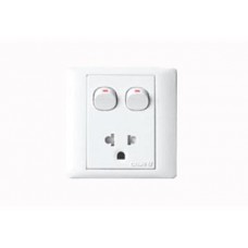 16A 3-pin socket and 2 single 1-way switch